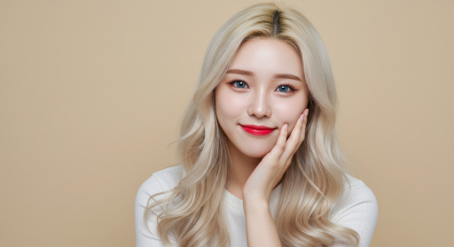 빨간 입술을 가진 아름다운 여성