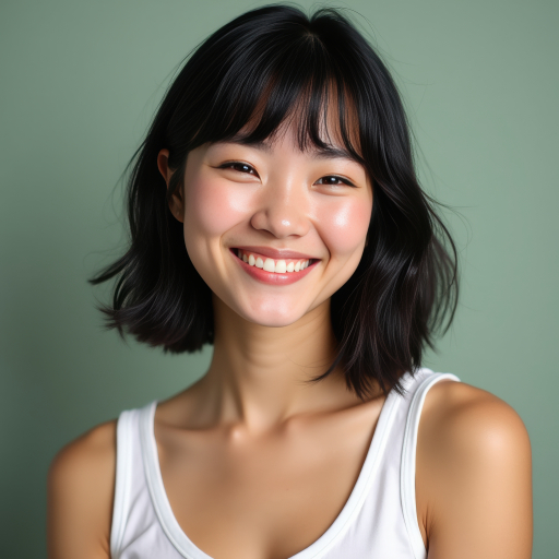 젊은 여자가 웃고 있는 모습