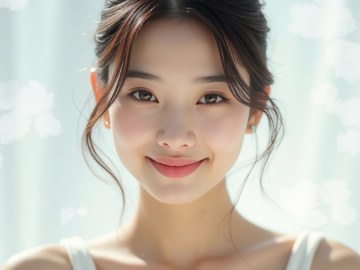 앞머리 있는 젊은 여성