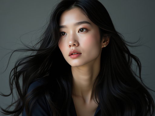 긴 머리를 가진 여성의 초상화